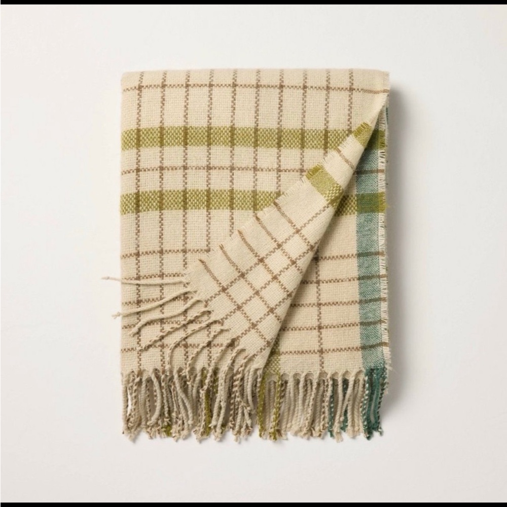 Plaid Lightweight Throw Blanket Green/Brown - Hearth & Hand™ with Magnolia